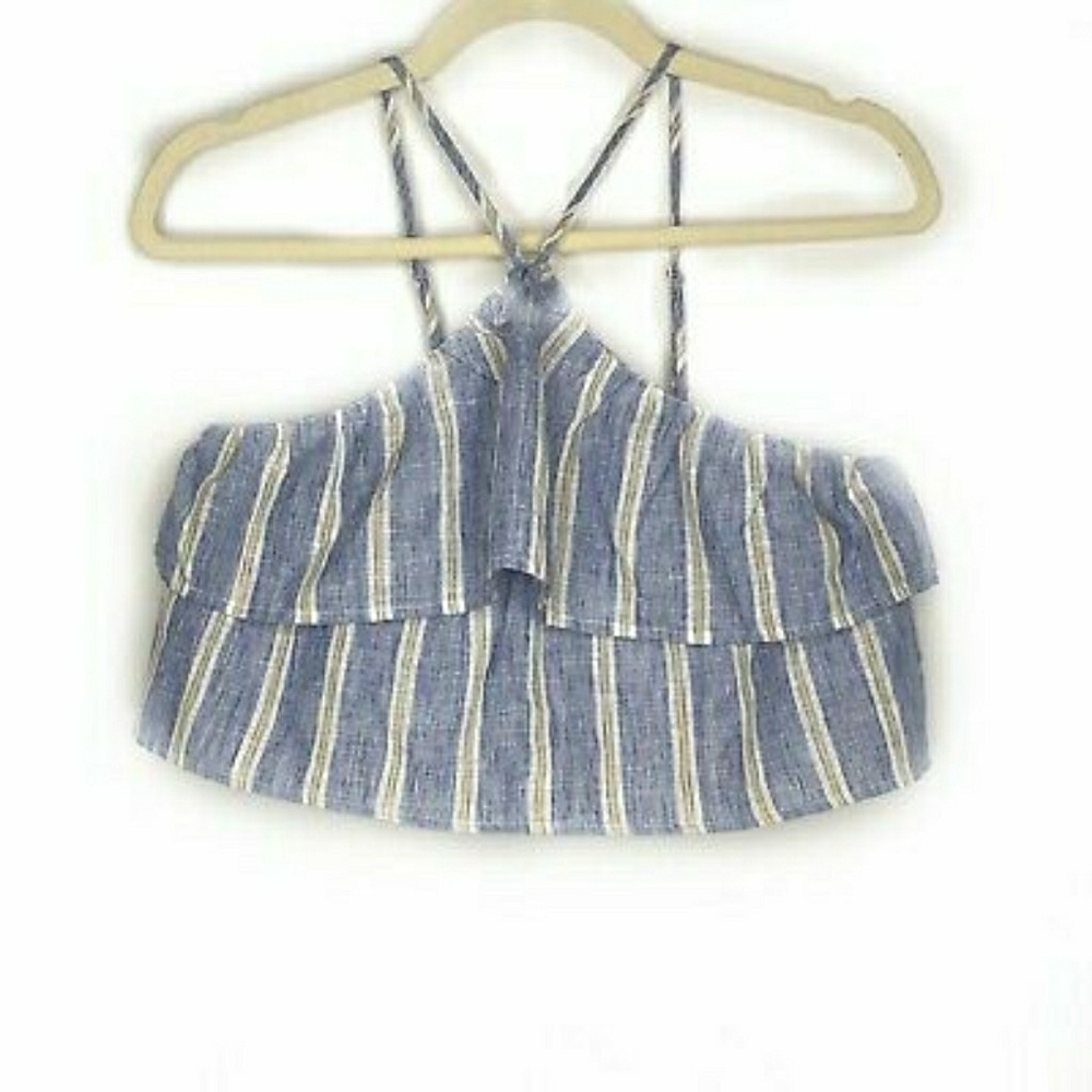 Ruffle pinstripe summer top NWT